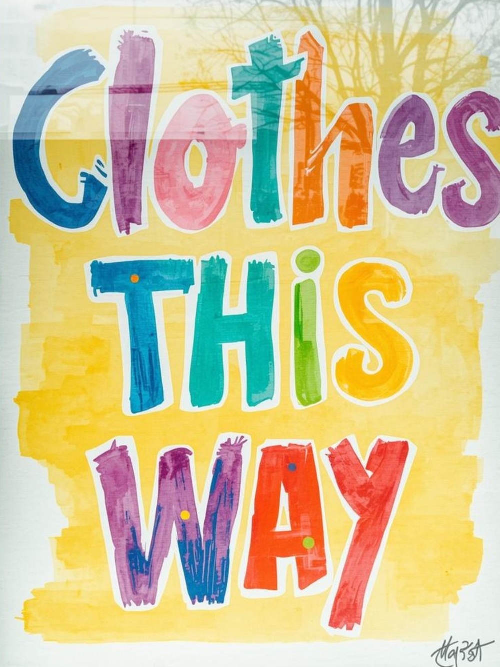 Colorful 'Clothes This Way' Wall Art Print